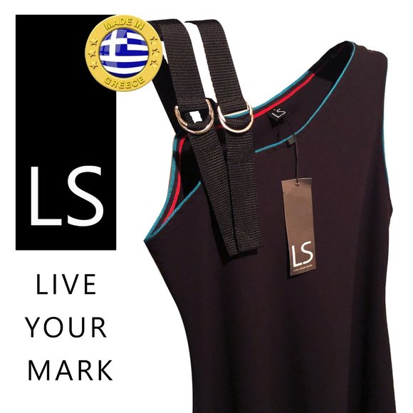 Luxury Unique La Stampa made in Greece Black cargo dress, One shoulder - Picture 1 of 7